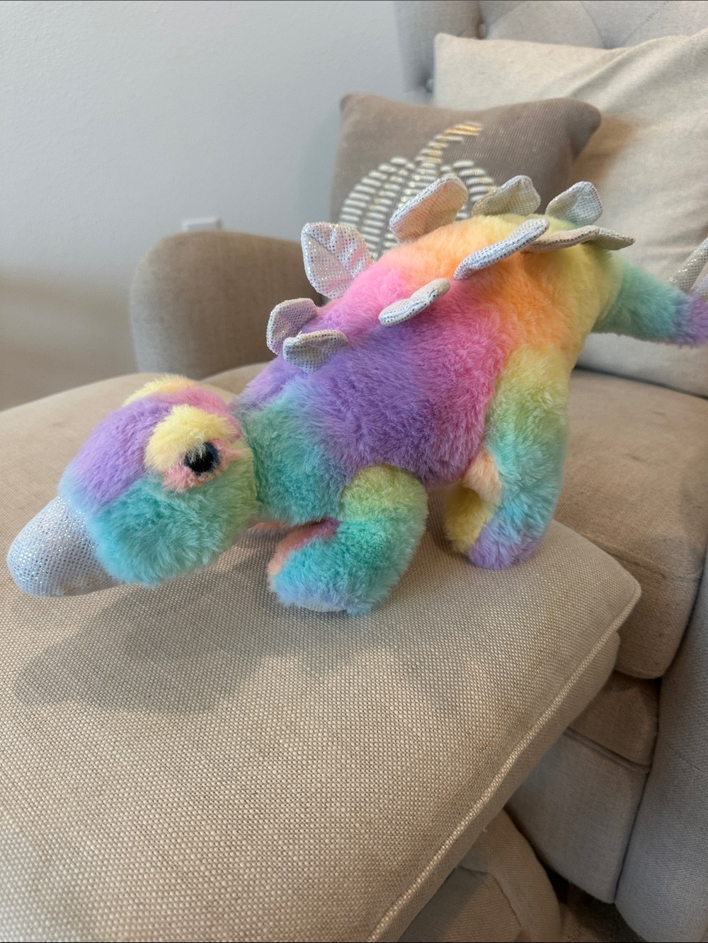 Plush Rainbow Stegosaurus Stuffed Animal - Multicolor
